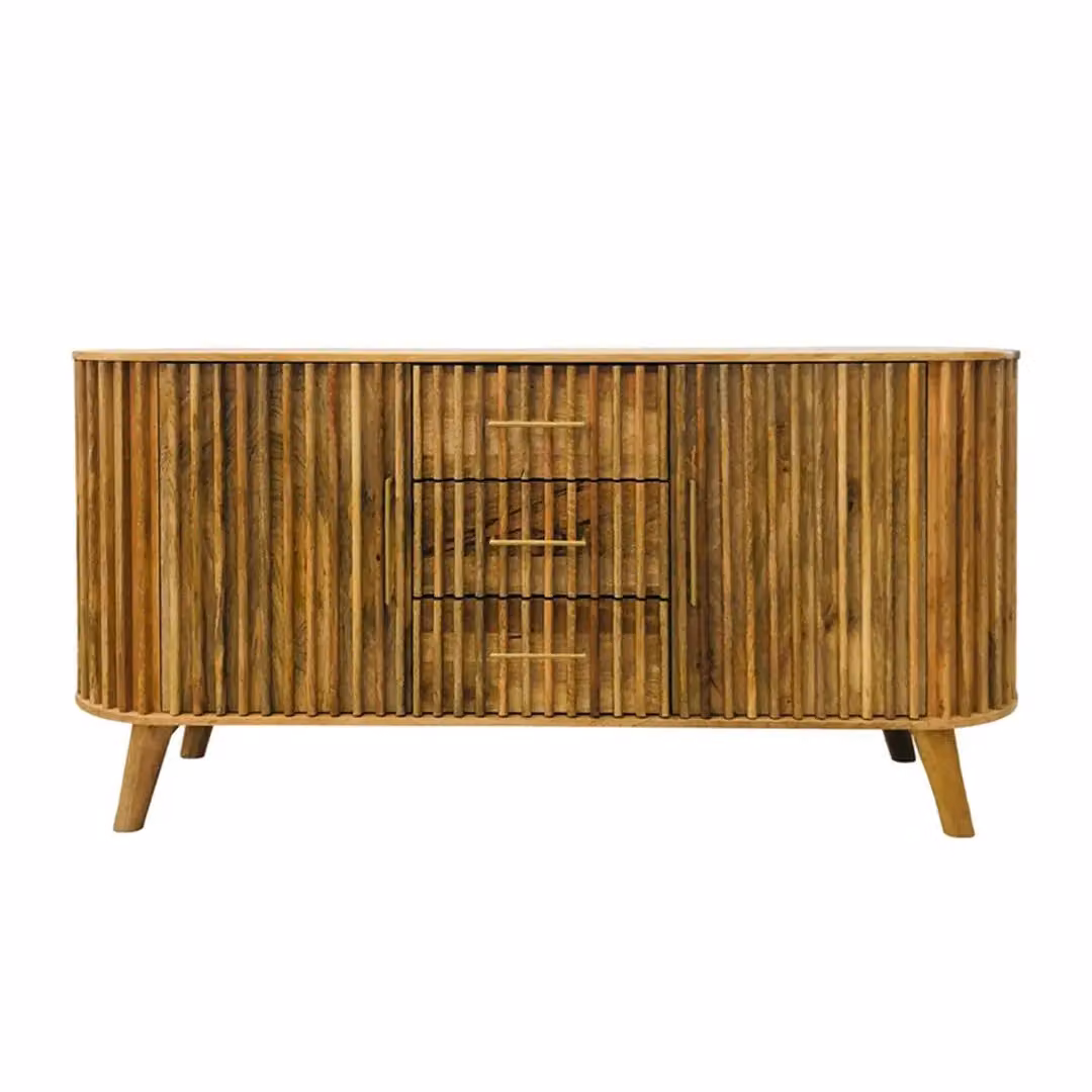 Jaipur Furniture Ltd Slated 2 Door 3 Drawer Sideboard in Brown Mango Wood, W164 x D45 x H80 cm – 2