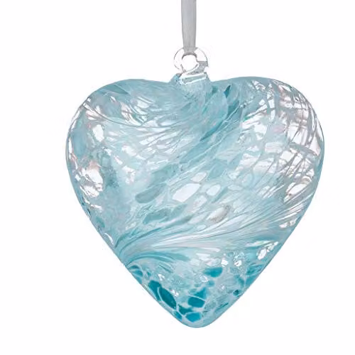 Sienna Glass Pastel Blue Hanging Glass Friendship Heart Pendant