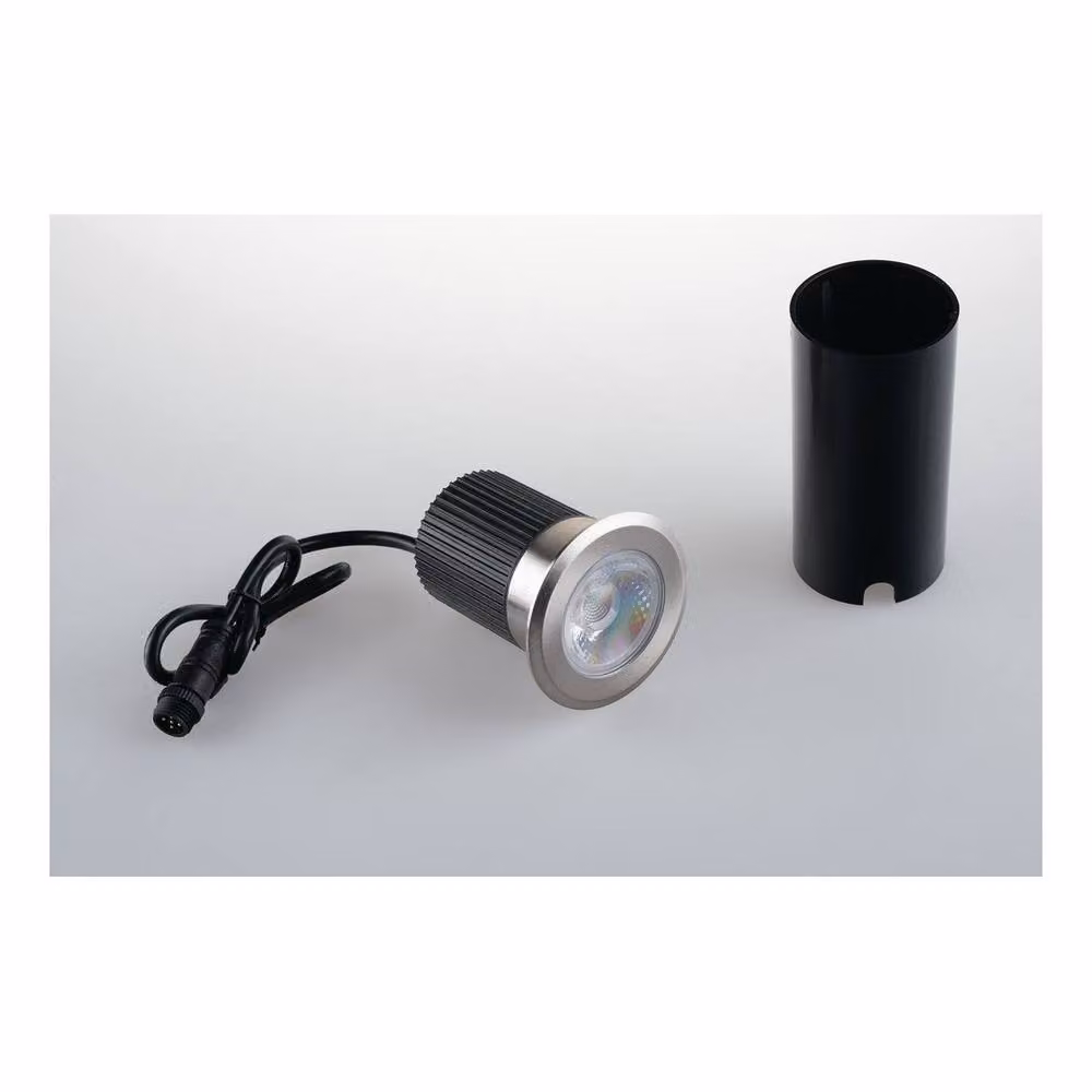 Netlighting RUNNER Recessed LED Floor and Decking Light, Grey, W/D/H: 7.5 x 8.5 x 1.0 cm, IP67, 390lm, RGBW – 2