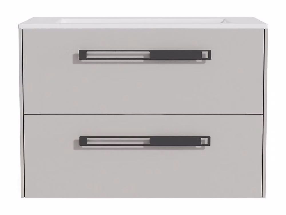 Vente-unique FELNA Suspended Bathroom Vanity Unit with Inset Basin, Grey, Width: 80 cm – 2