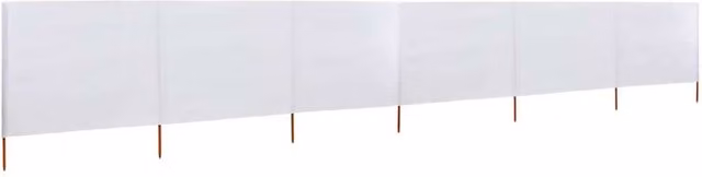 Berkfield Home 6-Panel Fabric Wind Screen, Sand White, W: 800 cm, H: 160 cm