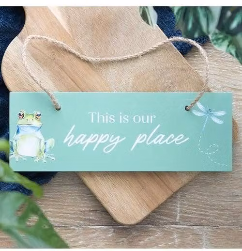 KDMD This Is Our Happy Place Rustic Wood Hanging Sign in Light Green