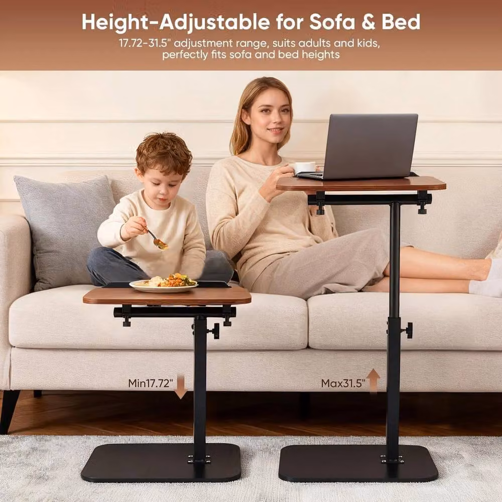 FORGEVIO Height Adjustable C Shaped Side Table in Brown – 3