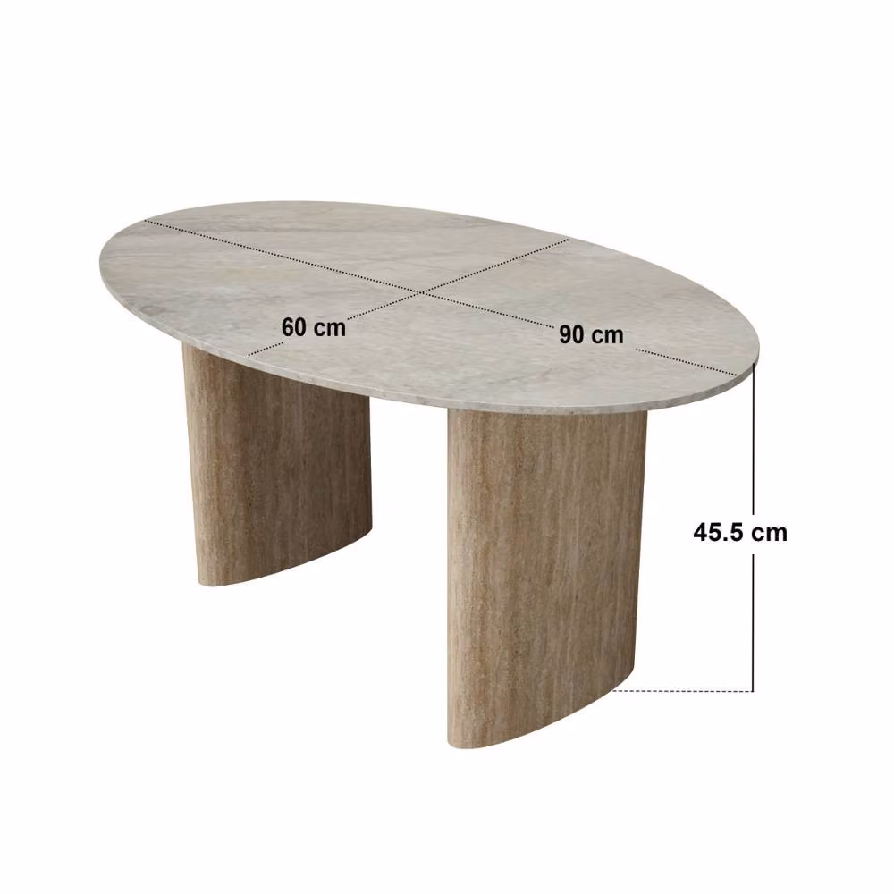 Solace+Co Elin Round Ceramic Coffee Table in Grey, Diameter: 60 cm, Height: 45.5 cm – 3