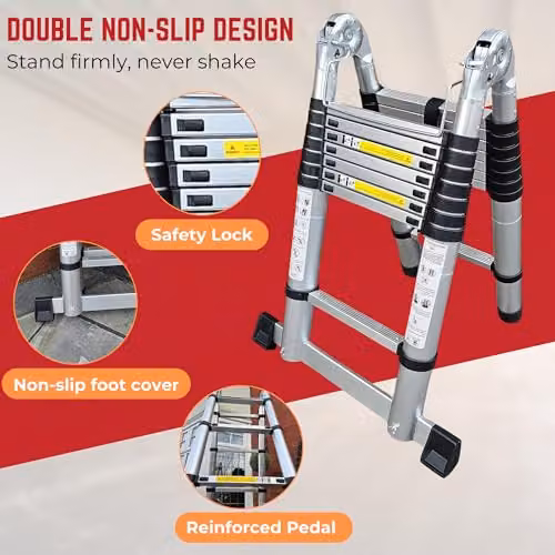 Samuel Alexander 5m Lightweight Aluminium Telescopic Multi-Position Extendable Ladder in Silver – 3