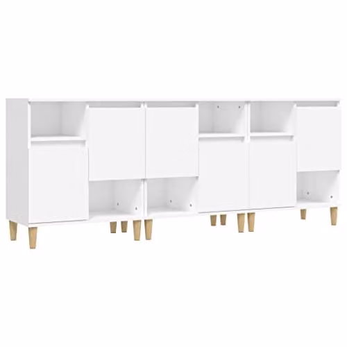 vidaXL Set of 3 White Classic Sideboards in Engineered Wood, W/D/H: 60 x 35 x 70 cm