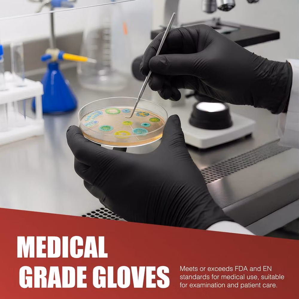 Merrimen Black Nitrile Disposable Gloves, Powder and Latex Free, Pack of 100 – 6
