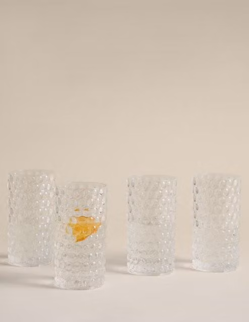 M&S Set of 4 Transparent Bobble Acrylic Geometric Picnic Hi Ball Tumblers