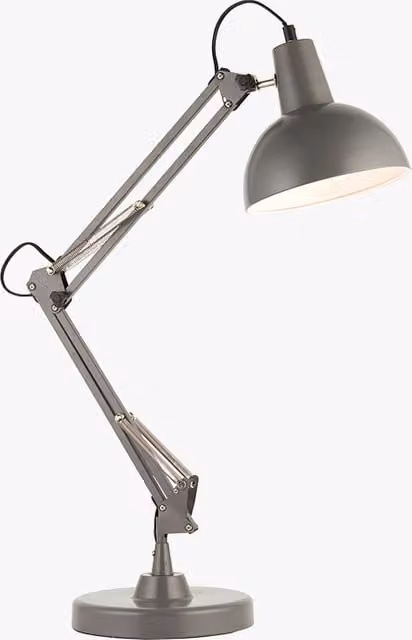 Perch & Parrow Industrial Metal Dome Table Lamp in Grey