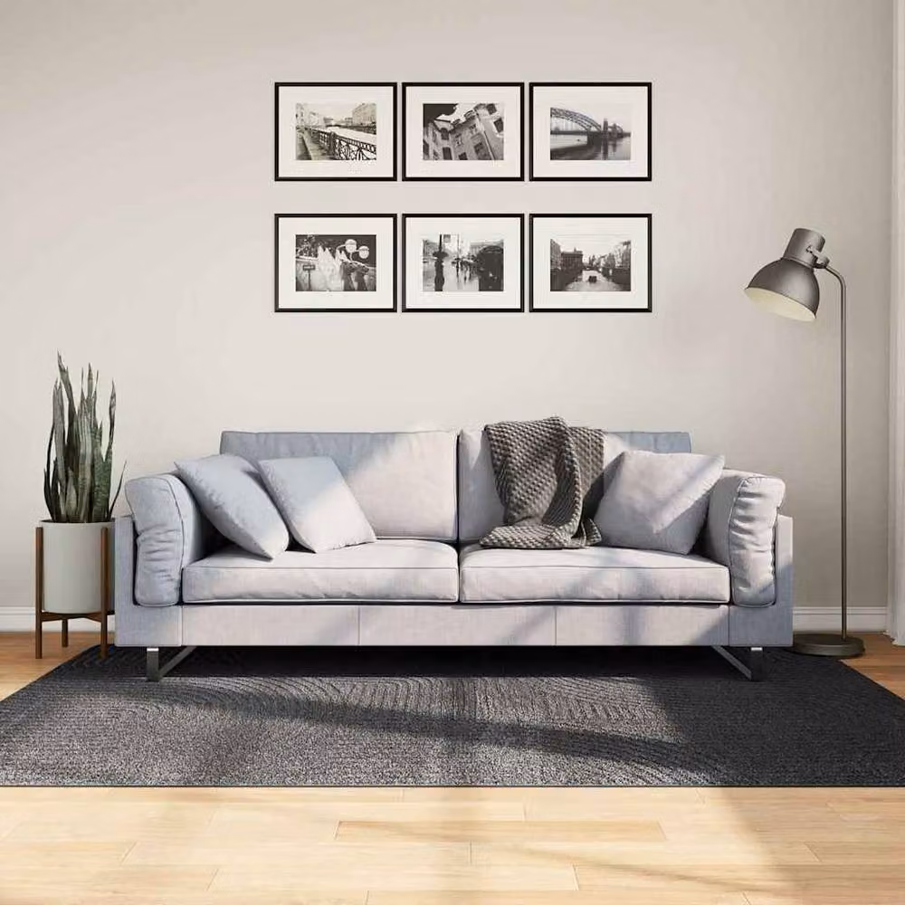 Berkfield Home IZA Short Pile Scandinavian Style Geometric Rug in Anthracite Grey, W: 140 cm, D: 200 cm – 2