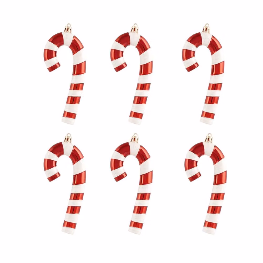 Garden Greatness Set of 6 Red Striped Hanging Candy Cane Christmas Decorations – 2