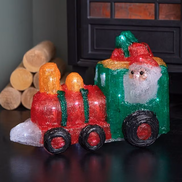 Inlit Ice All Aboard Christmas Train with Multicolour LEDs, White, 24 cm
