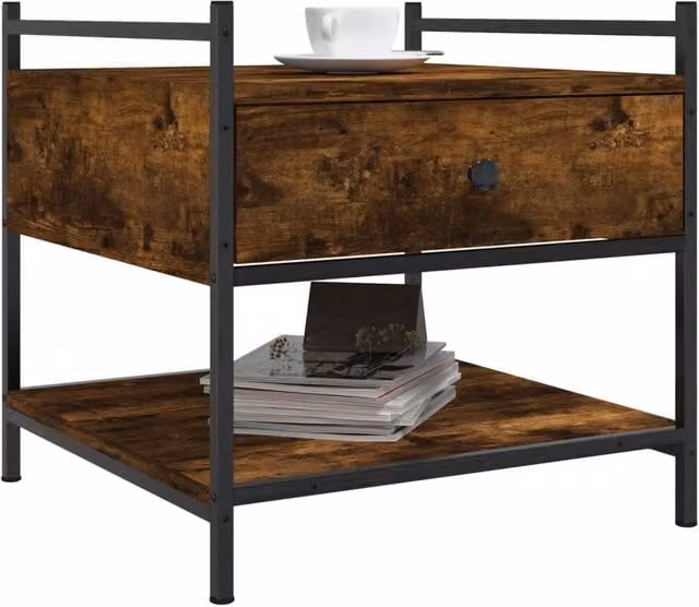 Berkfield Home Decorative Coffee Table in Smoked Oak Brown, W/D/H: 50 x 50 x 50 cm