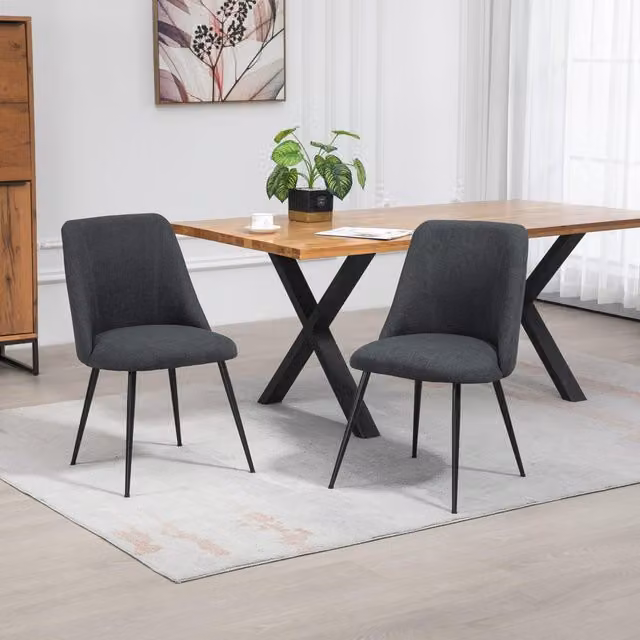 Artemis Home Morandi Fabric Dining Chairs, Set of 2, Black and Grey