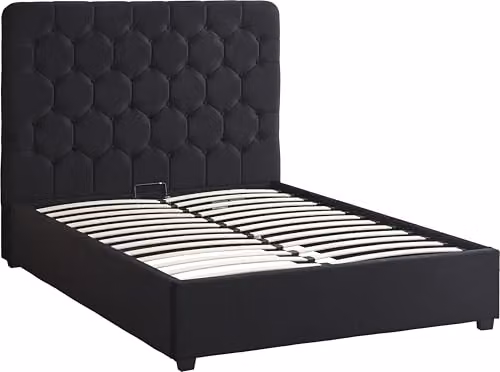 Seconique Madison King Ottoman Gas Lift Storage Bed in Black Velvet, W/D/H: 180 x 200 x 150 cm – 5