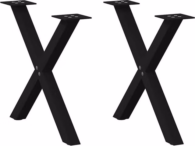 Berkfield Home X-Shaped Steel Coffee Table Legs, 2 Pieces, Black Matt, W/D/H: 38 x 42.5 x 43 cm – 1
