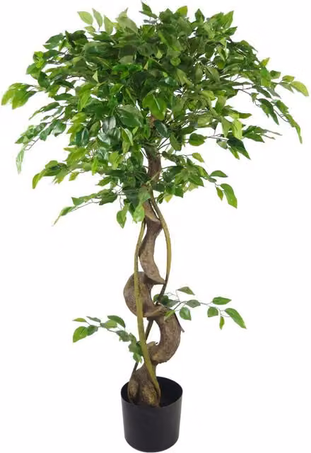 Leaf Design UK 120 cm Green Artificial Tree with Twisted Trunk and Metal Planter