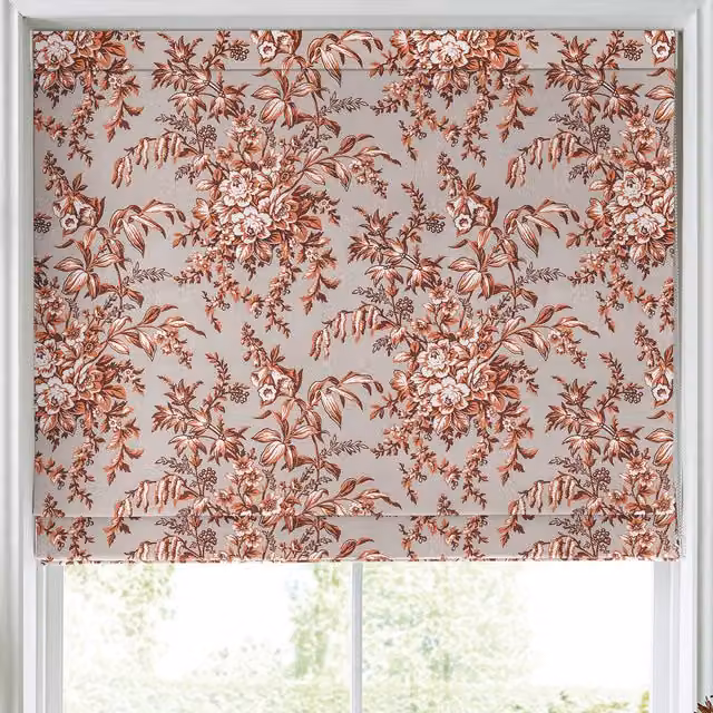 Laura Ashley Picardie Floral Velvet Made to Measure Roman Blind in Red and Pink