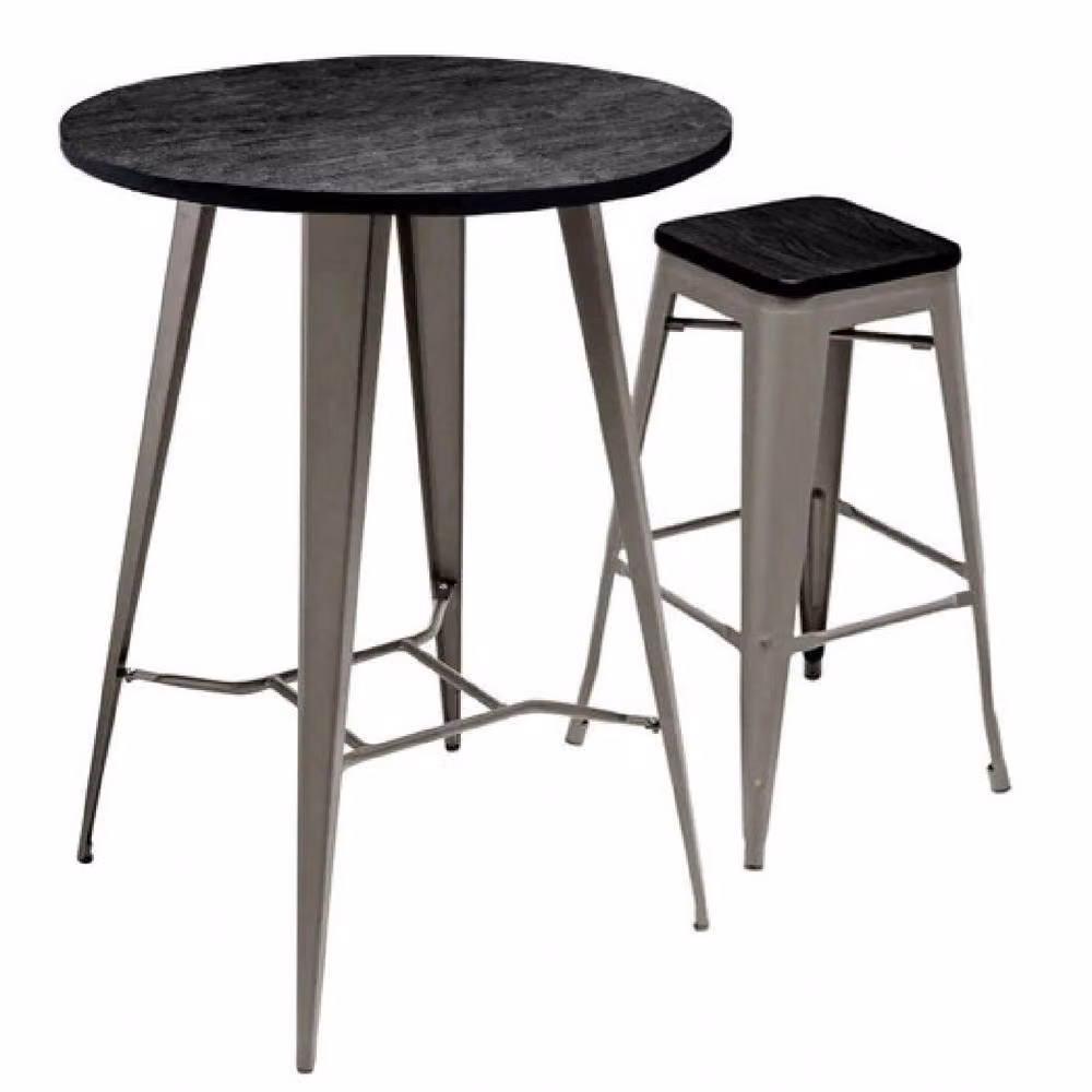 netfurniture Soho Round Bar Table in Grey and Darkwood, H 104 cm x W 60 cm x D 60 cm – 2