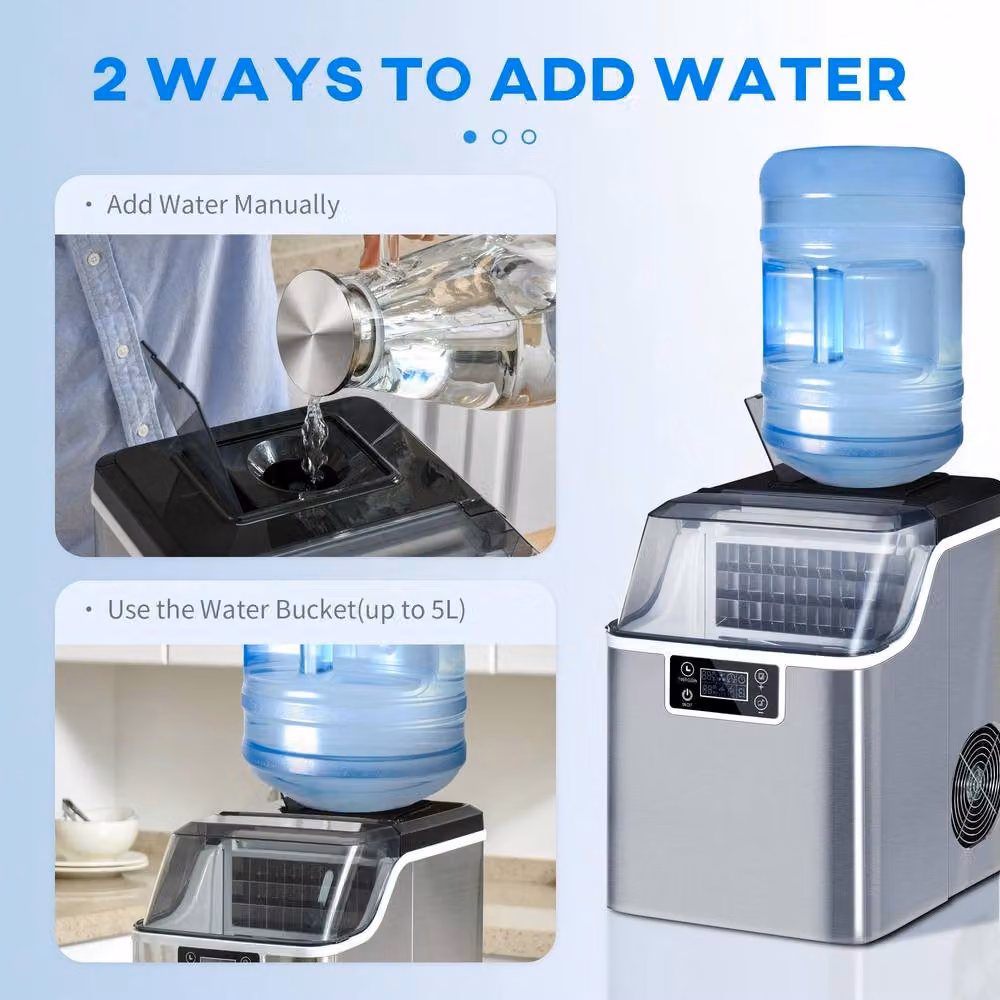 STILVORA Ice Maker with Digital Display and Auto Cleaning Function, Silver – 4