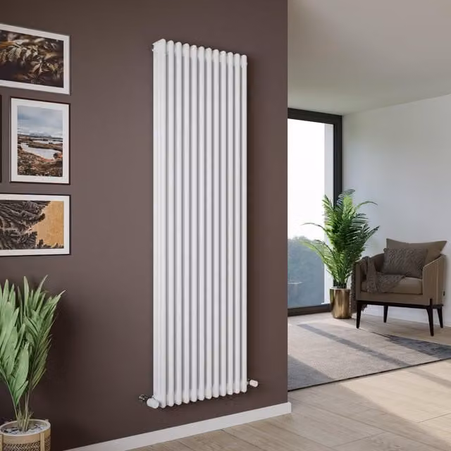 Agadon Kylo 3 Column Radiator in White, H 180 cm x W 38 cm x D 38 cm