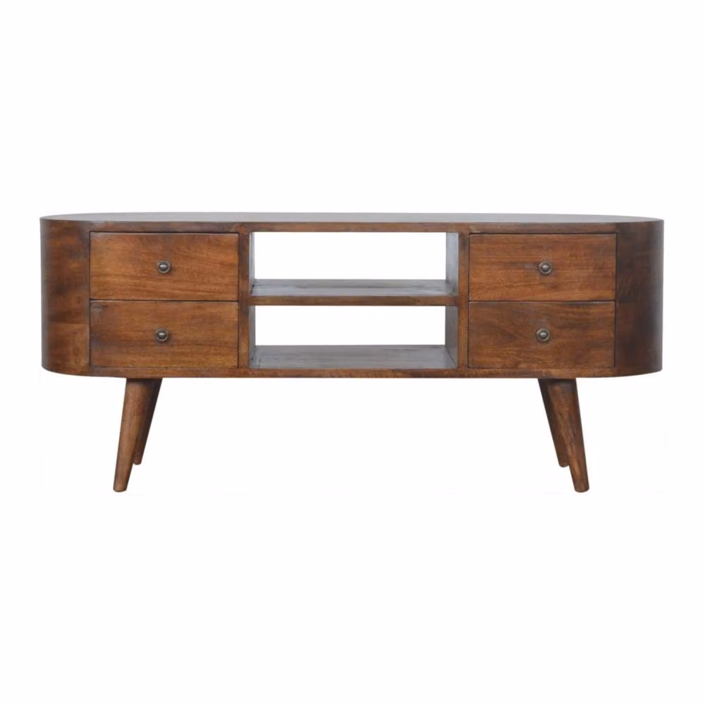Wyld Haus Brescia Mango Wood TV Unit with 4 Drawers, Brown, W: 110 cm, D: 35 cm, H: 47 cm – 2