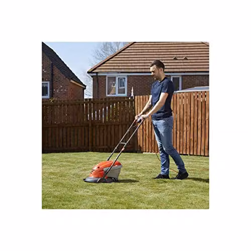 Flymo Hover Vac 250 Electric Hover Collect Lawn Mower in Orange and Grey with 25cm Cutting Width and 15L Collection Bag – 3