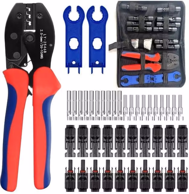 FLAVORA MC4 Solar Crimping Tool Kit with 10 Pairs of Connectors, Red