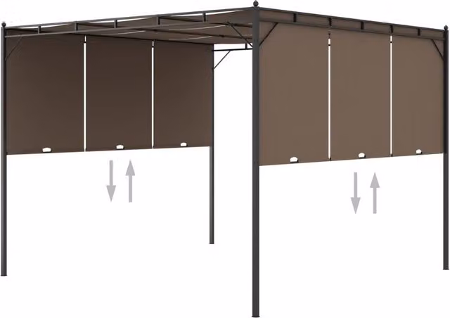 Berkfield Home Garden Gazebo with Side Curtain, Beige, W/D/H: 300 x 300 x 225 cm – 1