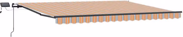 Berkfield Home Manual Retractable Wall-Mounted Folding Arm Awning with Multicolour LED Stripe in Orange, W: 400 cm, D: 300 cm