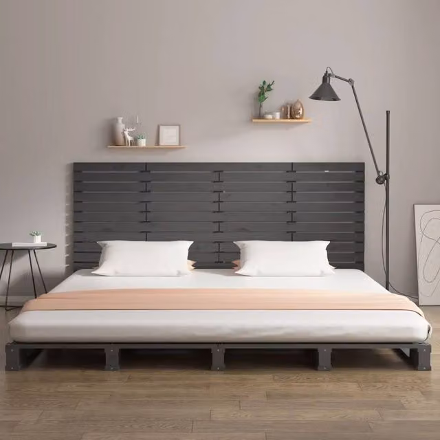 Berkfield Home Grey Solid Pine Wood Wall Mounted Headboard W: 206 cm, D: 3 cm, H: 91.5 cm – 1