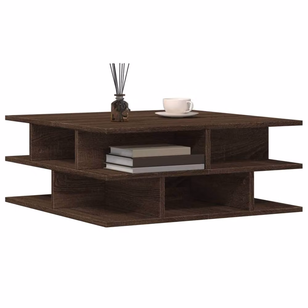 Berkfield Home Modern Square Coffee Table in Brown Oak, W/D/H: 70 x 70 x 29 cm – 4