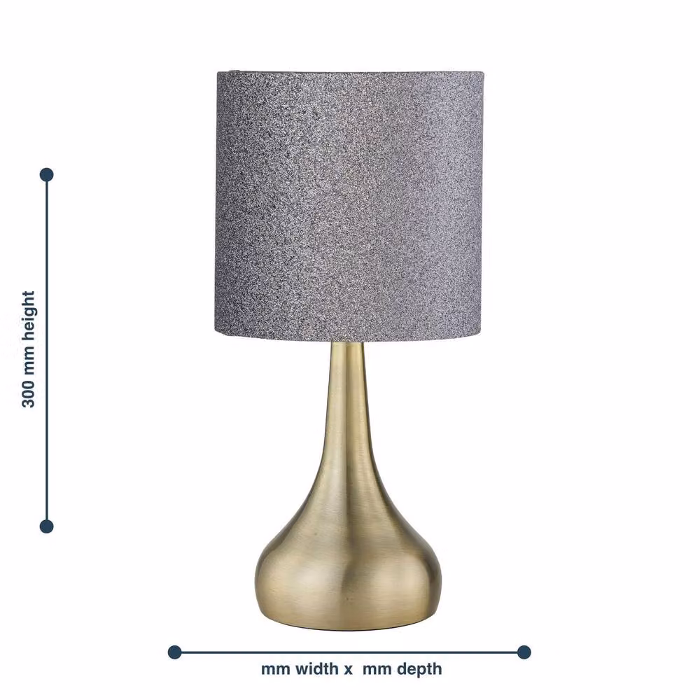 First Choice Lighting Romana Antique Brass Touch Operated Table Lamp with Bronze Glitter Shade, H 30.0 cm x W 15.5 cm x D 15.5 cm – 3