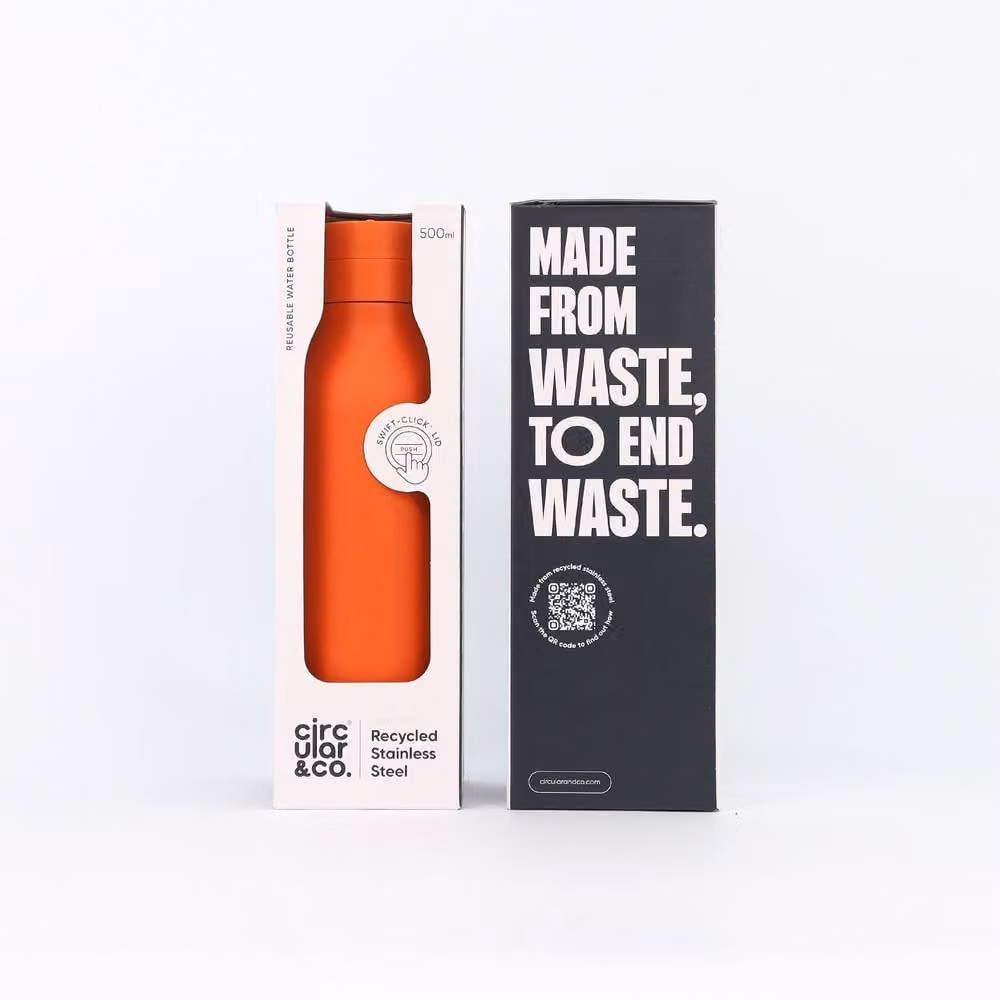 Circular & Co Insulated Stainless Steel Water Bottle, 500ml, Orange, Leakproof and BPA-Free – 2