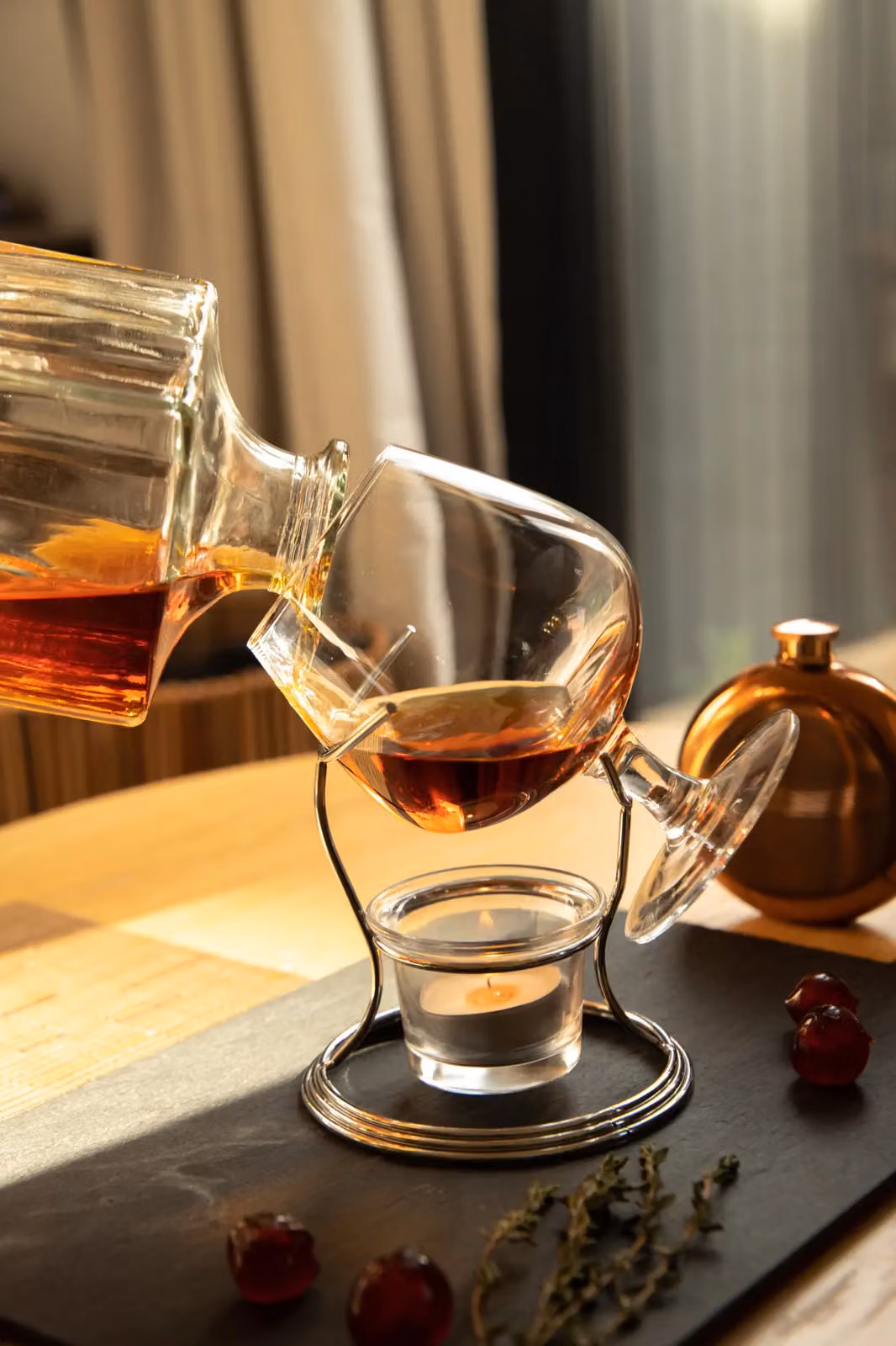 BarCraft Brandy and Cognac Warmer Gift Set in Silver and Transparent Glass – 4