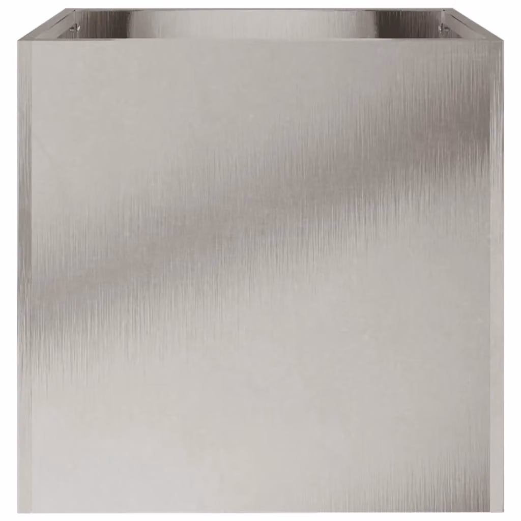 Berkfield Home Stainless Steel Ornamental Garden Planter Tubs, Silver, 2 Pack, W: 32 cm, D: 30 cm, H: 29 cm – 4