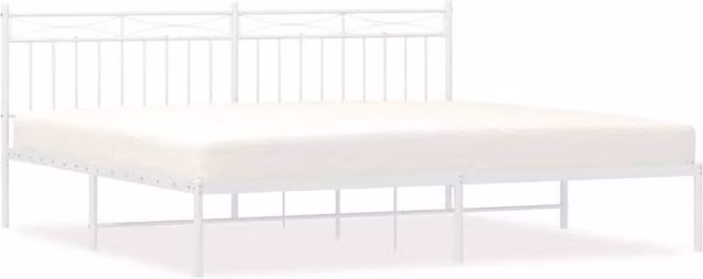 Berkfield Home Metal Bed Frame with Headboard in White 193 x 203 cm – 1