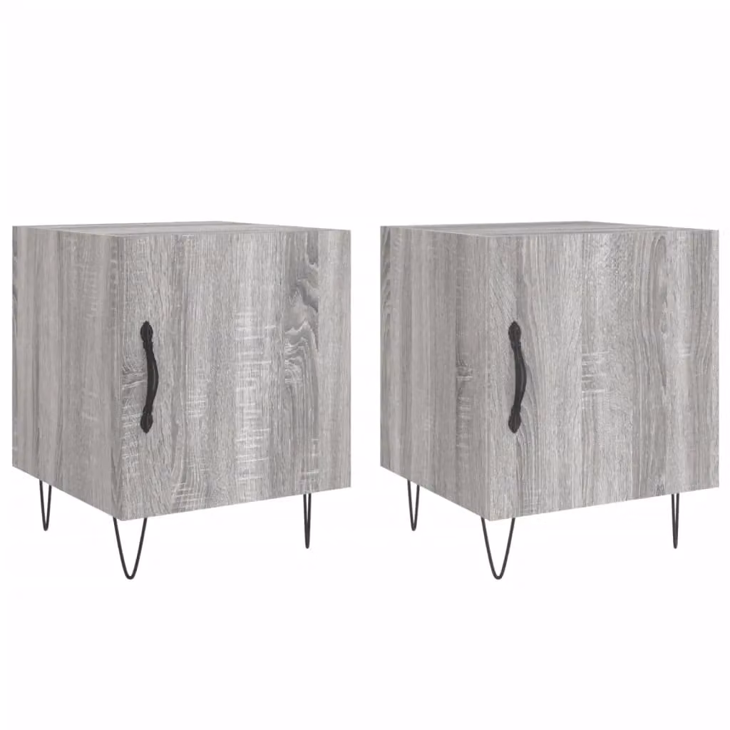Berkfield Home Set of 2 Grey Sonoma Bedside Cabinets, W/D/H: 40 x 40 x 50 cm