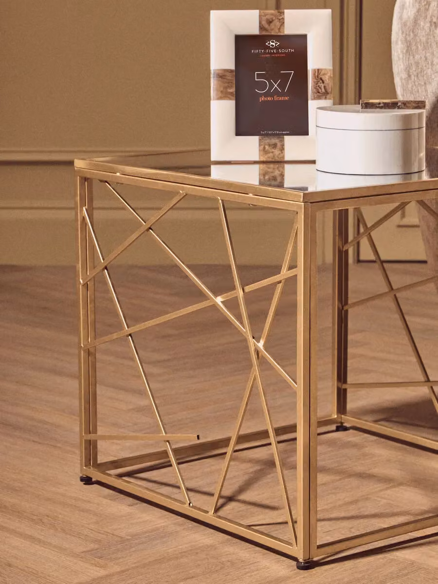 Orsina Gold Side Table with Mirror Glass Top, W/D/H: 57 x 57 x 53 cm – 2