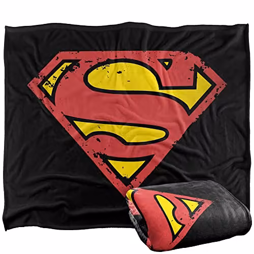 Logovision Superman Logo Super Soft Fleece Throw Blanket, White and Multicolour, W: 152 cm, D: 127 cm – 6