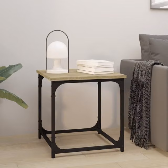 Berkfield Home Sonoma Oak Side Table in Brown, W/D/H: 40 x 40 x 40 cm