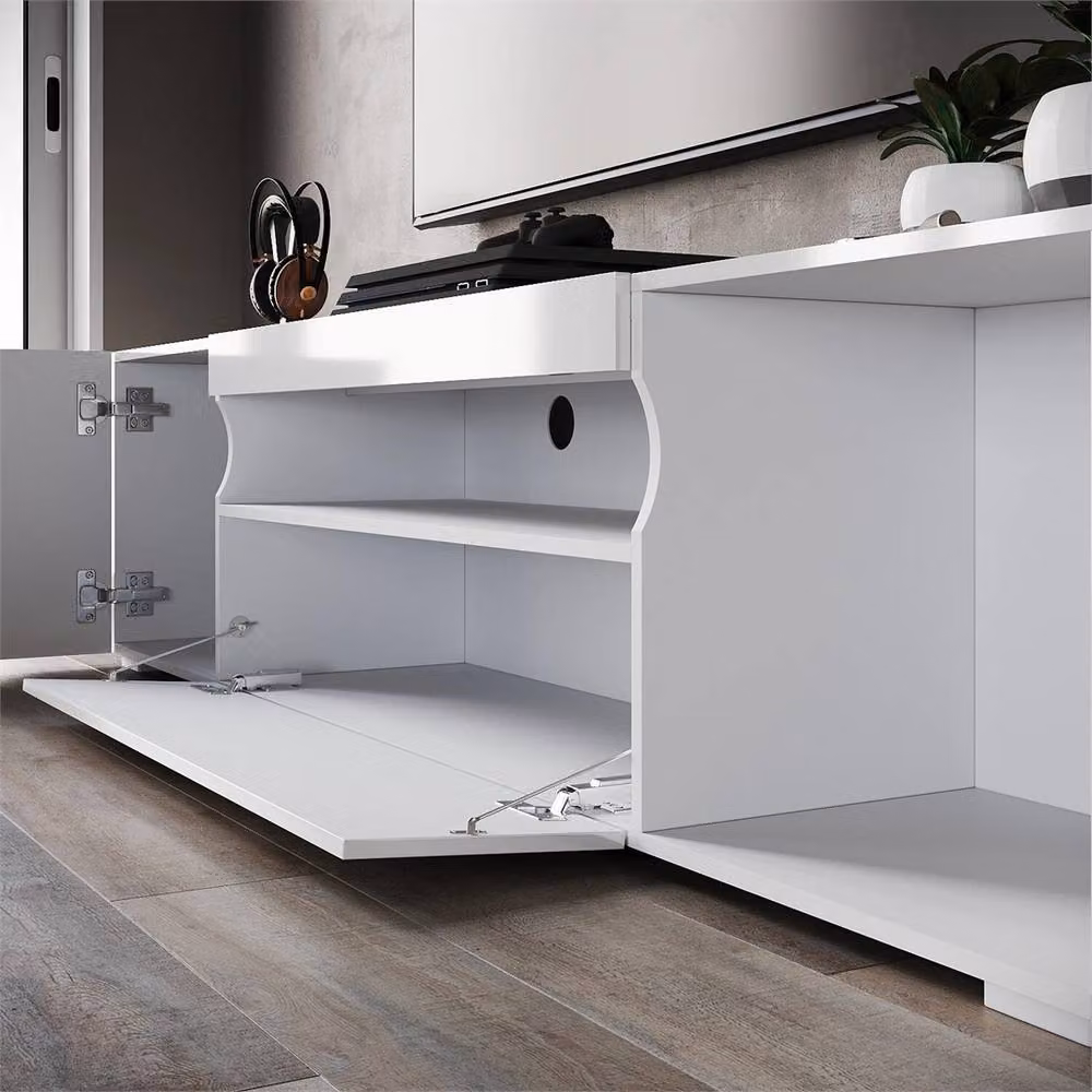 Havendro Modern High Gloss White MDF TV Stand Cabinet Unit W: 200 cm, D: 40 cm, H: 49 cm – 3