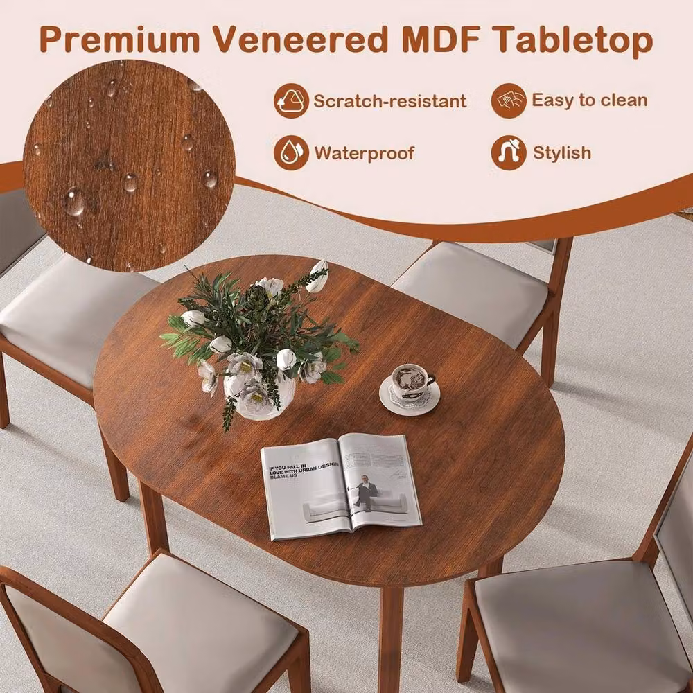 NESTLUNE Oval Rubberwood Dining Table in Brown – 4