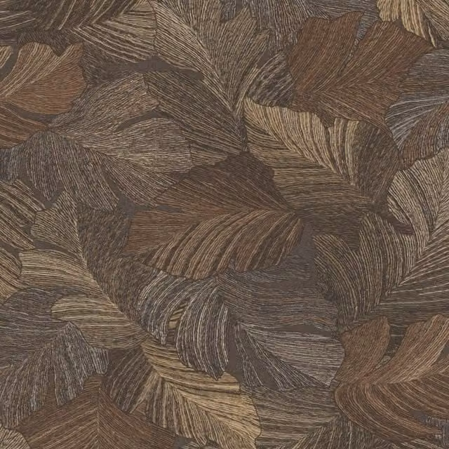 Grandeco Charming Scattered Leaves Textured Botanical Floral Wallpaper in Brown