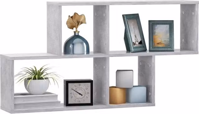Berkfield Home Wall Mounted Modern Shelf in Concrete Grey, W/D/H: 100 x 18 x 53 cm