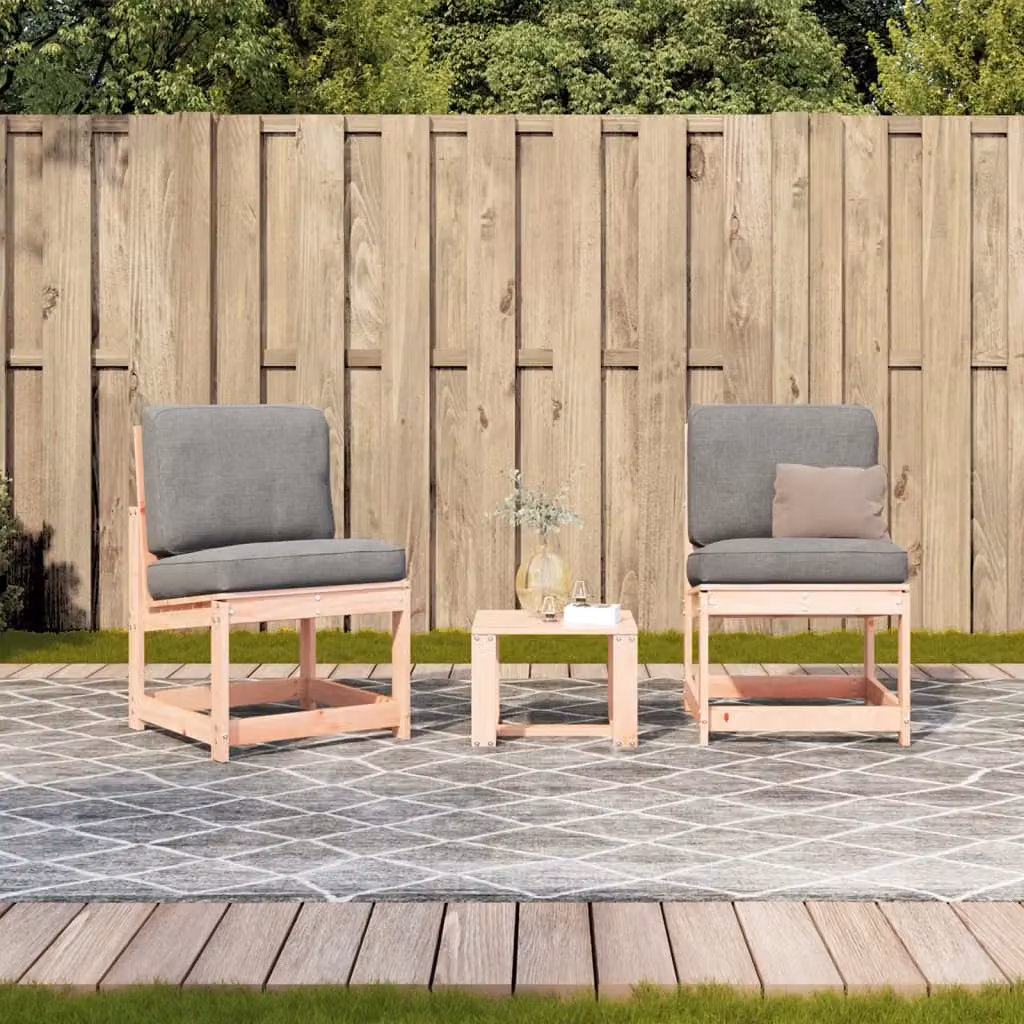 Berkfield Home 3 Piece Modern Garden Lounge Set in Brown Solid Wood – 2