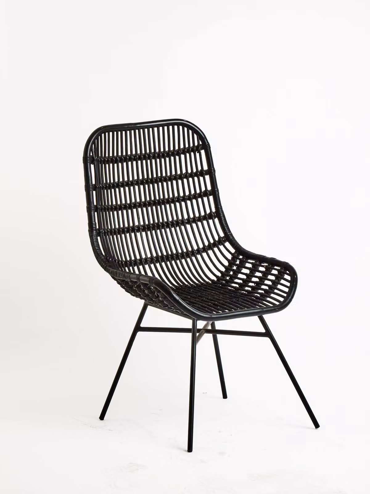 Orsina Black Natural Rattan Garden Armchair with Metal Frame – 3