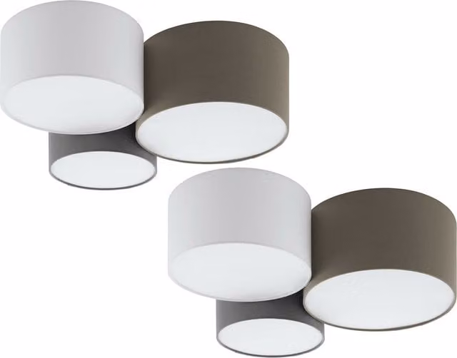 Loops 2 Pack Modern Fabric and Metal Ceiling Light in White, Anthracite, Brown or Grey with 3x E27 Sockets