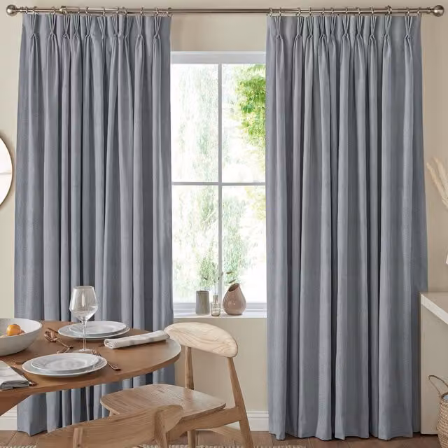 Simply Collection Mika Made to Measure Blackout Fabric Curtain Panel in Grey with Pencil Pleat Tape