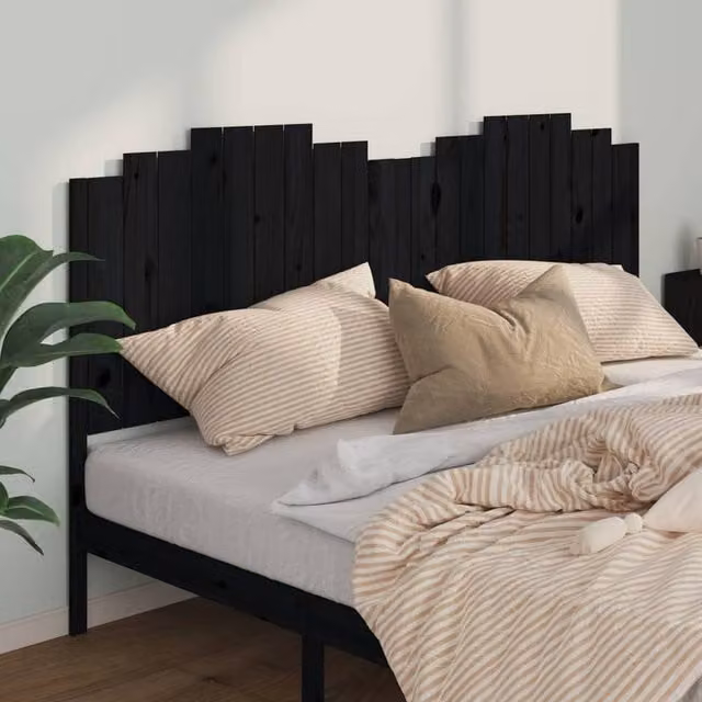 Berkfield Home Beautiful Bed Headboard in Black Solid Pine, W: 206 cm, D: 4 cm, H: 110 cm – 1